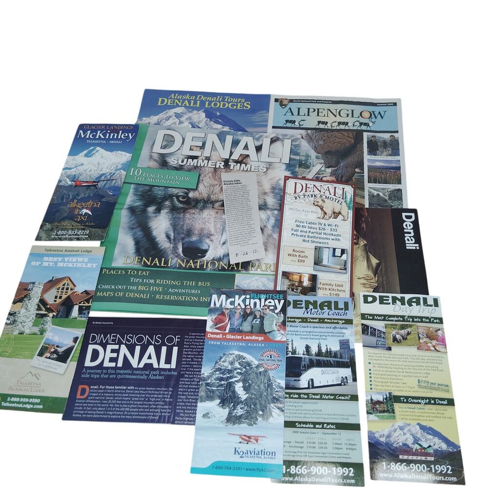 Vintage Denali National Park Alaska 2009 Travel Ephemera Souvenir Lot